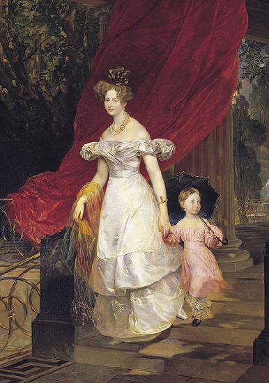 Karl Briullov Portrait of Grand Duchess Elena Pavlovna and her daughter Maria oil painting image